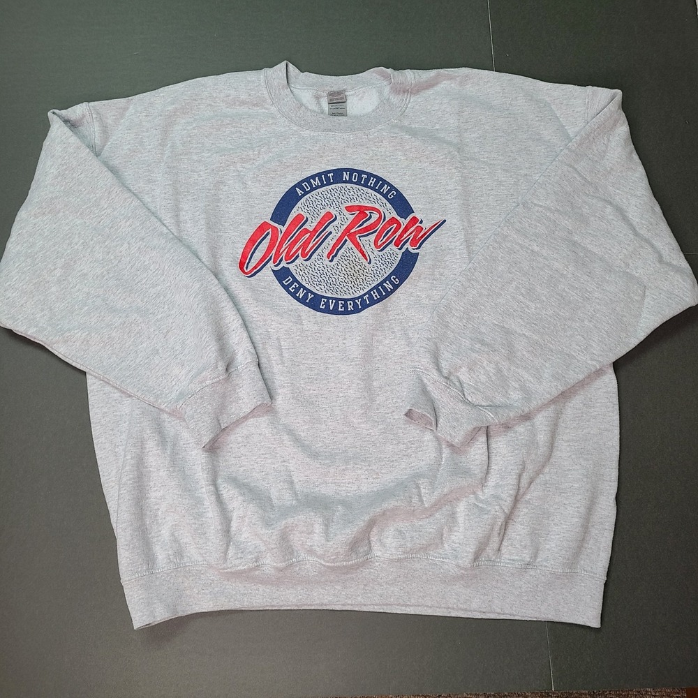 Old Row Sweatshirt Mens Size 2XL Gray  Admit Nothing Red Blue Logo Heavy Blend